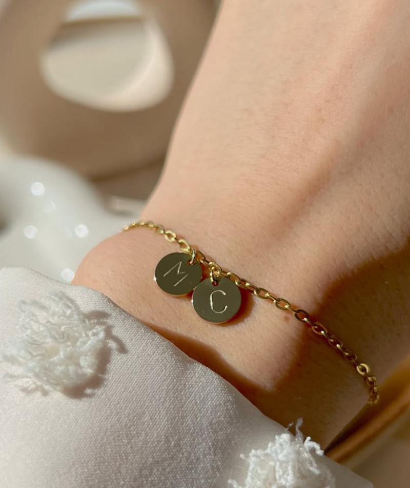 Dual initial coin Bracelet/necklace